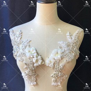 Three-Dimensional Sequin Lily of the Valley Handmade Rhinestone Lace Applique Embroidery Piece Wedding Dress Dance Dress DIY Accessories