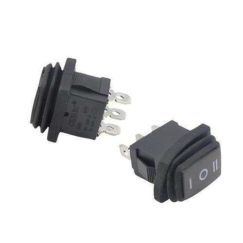 KCD1 Oil-proof, Dust-proof, Water-proof Boat-type Switch with 3 Pins, 3 Positions, Self-locking Small Square Button Lever Power Switch