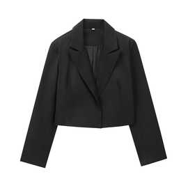 2024秋wish亚马逊eBay黑色开襟短款西装外套西服