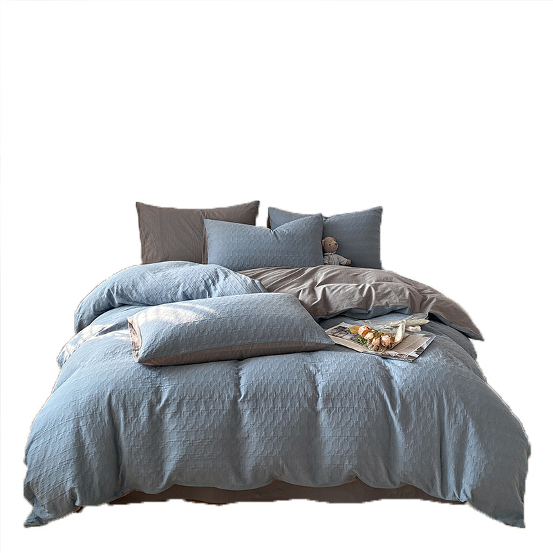 Cama de algodón Cat Man Juego de cuatro piezas de hilo de tres capas de algodón puro 2024 nuevo juego de ropa de cama de tres piezas de ropa de cama de edredón de alta calidad