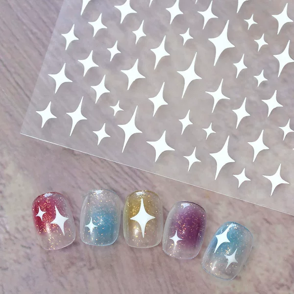 Aha Nail Glue Sticker White Black Bronzing Silver Moon Mini Four Mans Star Nail Decal