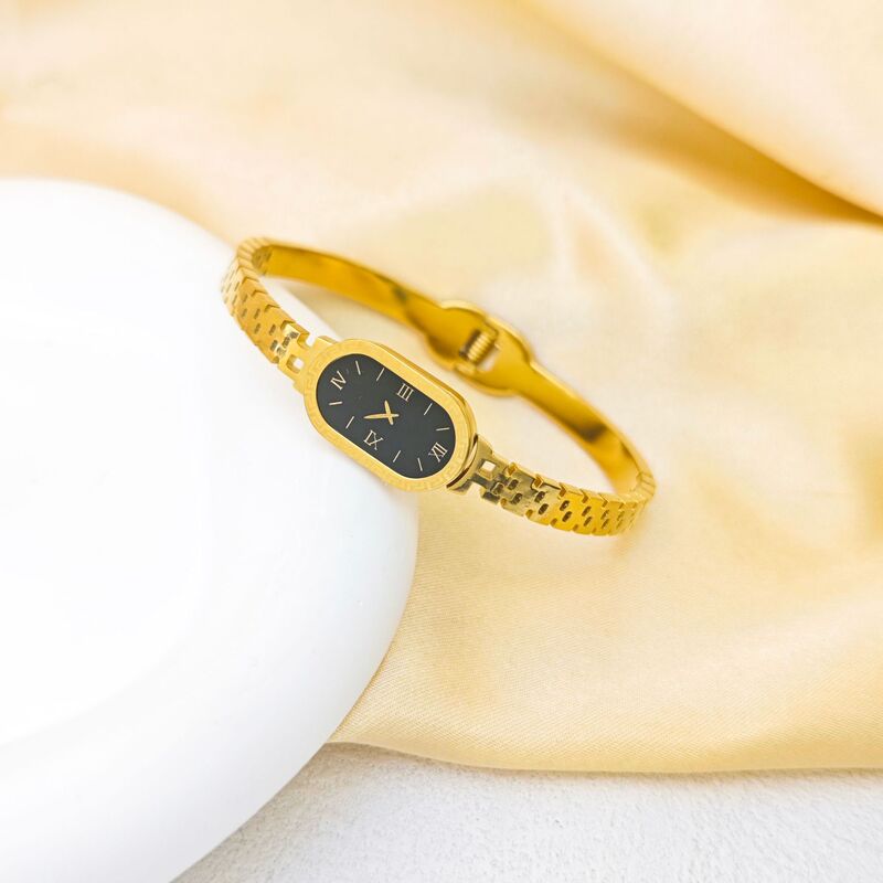 Titanium Steel Non-Fading Roman Disc Watch Bracelet Hollow Strap Bracelet Light Luxury Niche Temperament Bracelet Cross-Border Jewelry