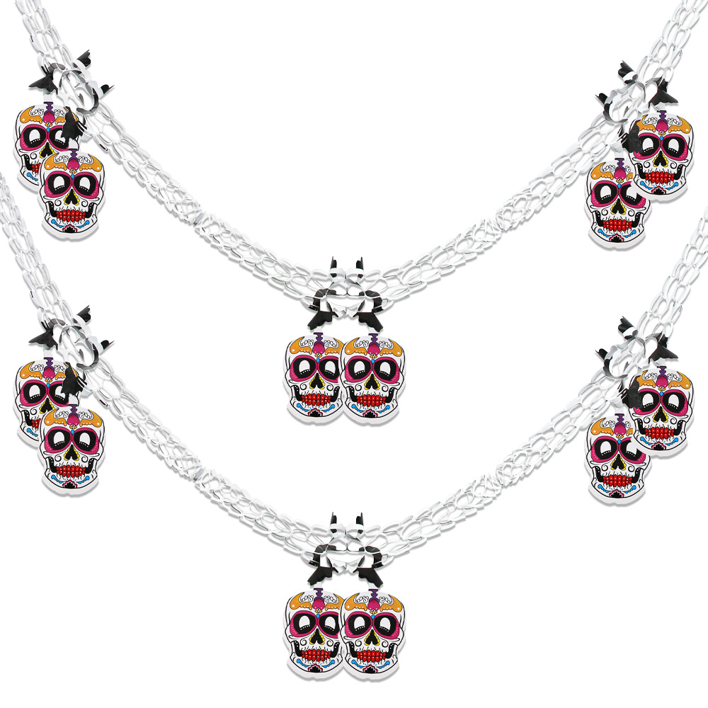 Amazon Día de los Muertos decoraciones colgante hueco dibujo flor mexicano fiesta de carnaval diseño calavera panal dibujo bandera