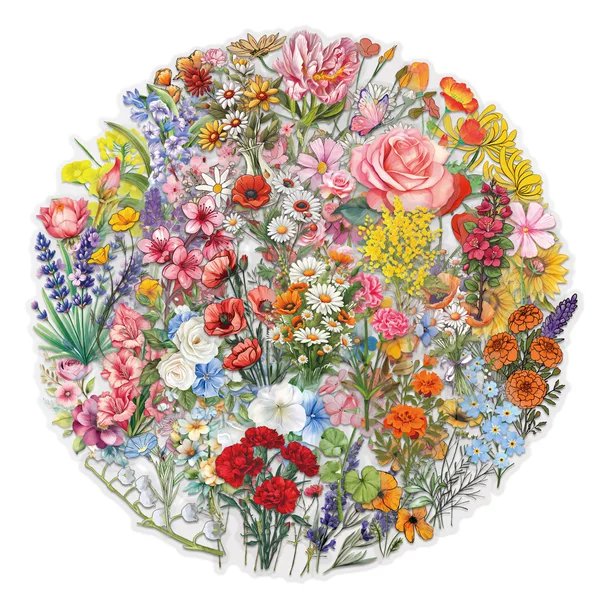 60Pcs New Transparent Flower Personality Creative Graffiti Stickers Suitcase Water Cup Scooter Stickers Wholesale