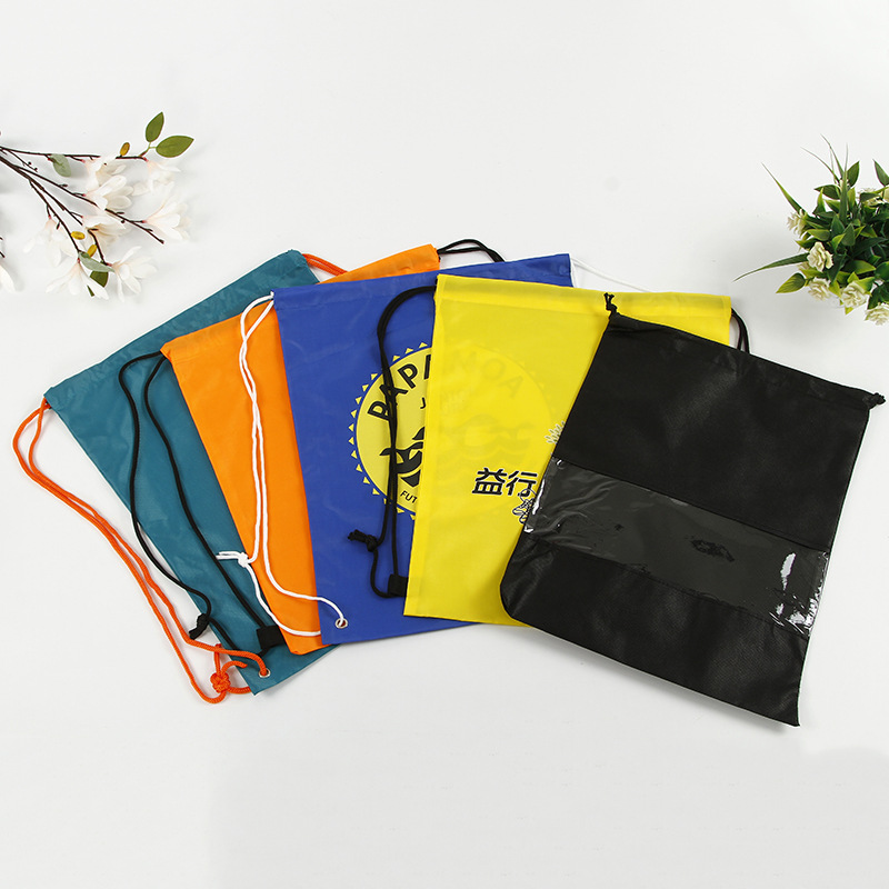 厂家生产210D涤纶布束口袋运动尼龙抽绳双肩袋广告收纳袋印刷logo
