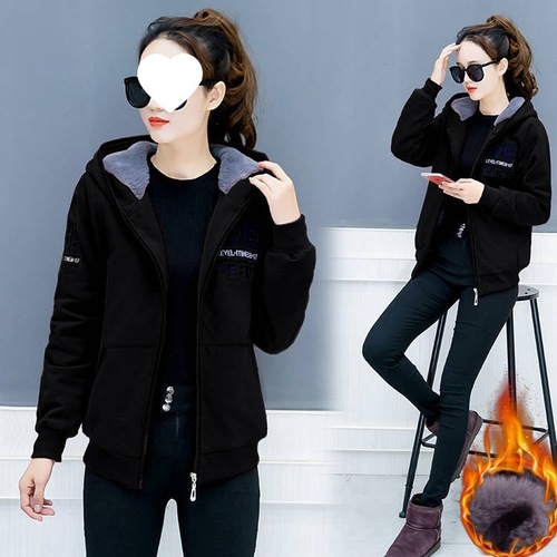 Thick Fleece Hooded Zip-Up Sweatshirt for Women - Autumn/Winter Korean Style College Fashion Trendy Open Cardigan Loose Outerwear for Women