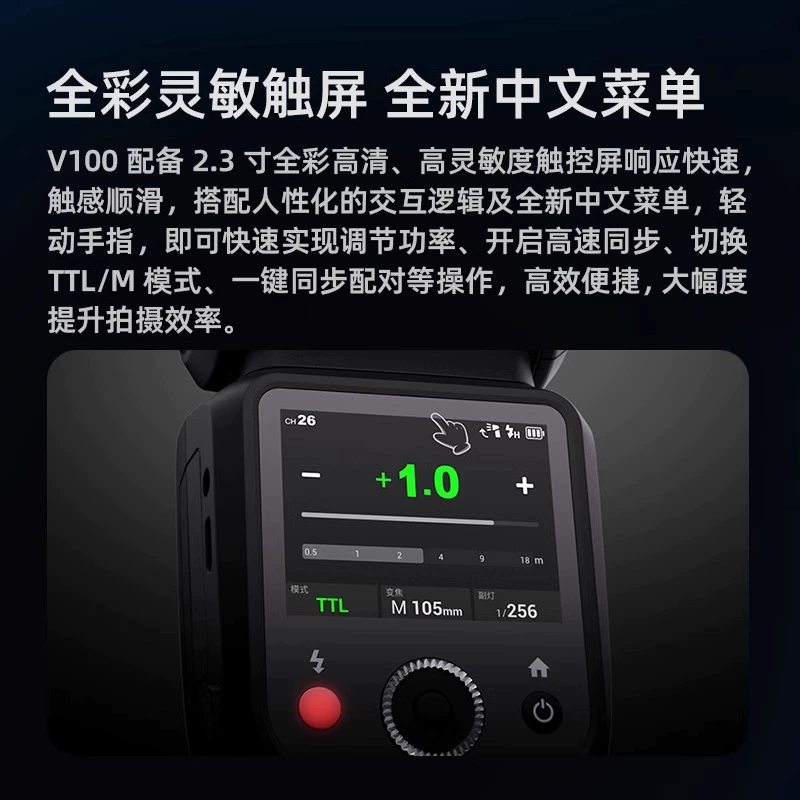 Godox V100 круглая головка вспышки для камеры 100Вт встроенная светодиодная подсветка с горячим башмаком TTL сверхбыстрая синхронизация китайское меню полный диапазон