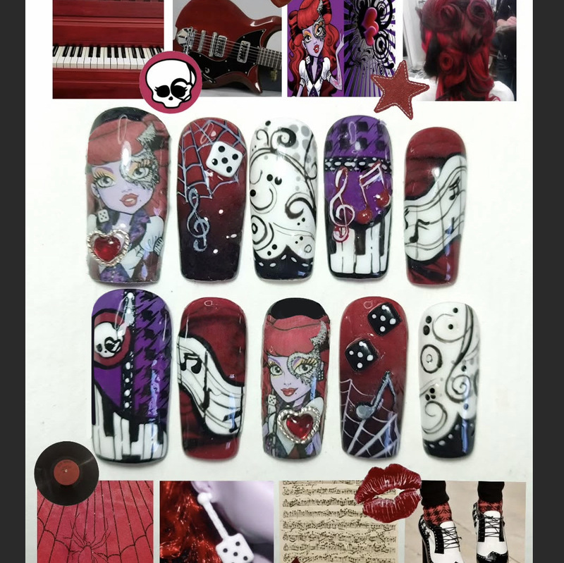 Wm-358 Music Girl Fake Nails Rectangular Cross-Border Sexy Hot Girl Music Notes 24 Pieces Wearable Nails Wholesale