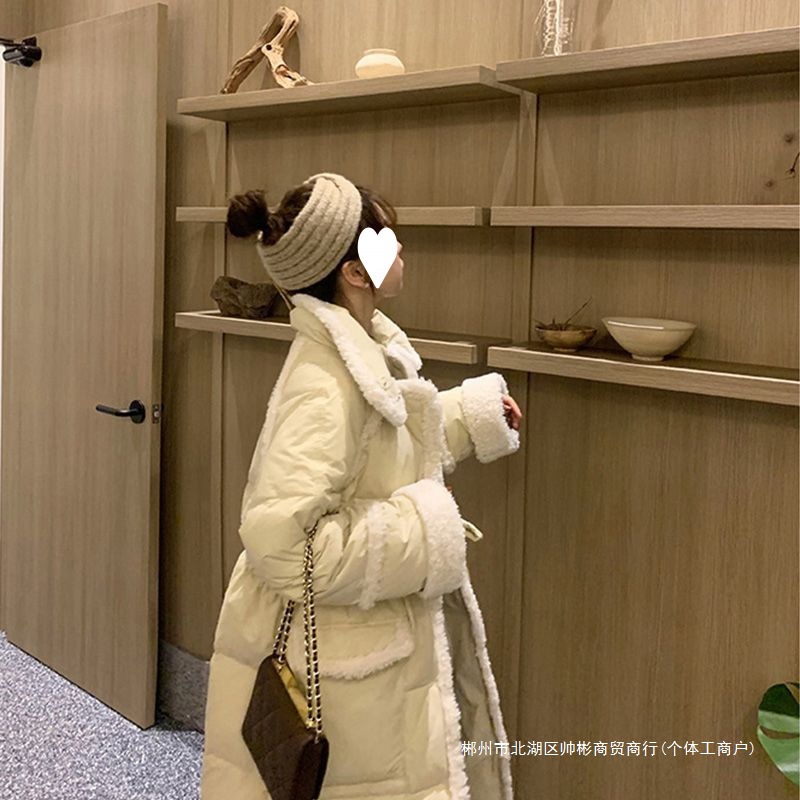 Cross-Border down Jacket Women's New Lamb Wool Mid-Length Korean Dongdaemun White Duck down Winter down Jacket Source