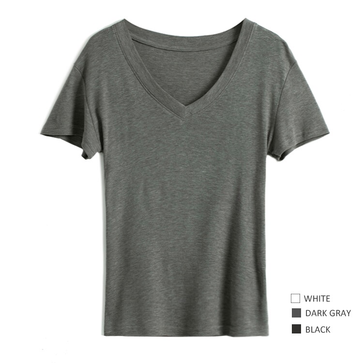 39.1% Lyocell 6.9% Mulberry Silk · Soft Light Cloud Clothes · V-Neck Shoulder Straight Short Sleeve T-Shirt Summer