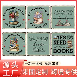 Amazon Cross-Border Retro Old Square Iron Painting Iron Wall Decoration Reading Inspirational Decorative Painting Wholesale