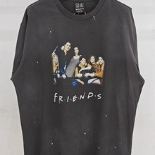 Saint Michael友谊万岁泼墨vintage水洗复古做旧宽松VTG短袖T恤男