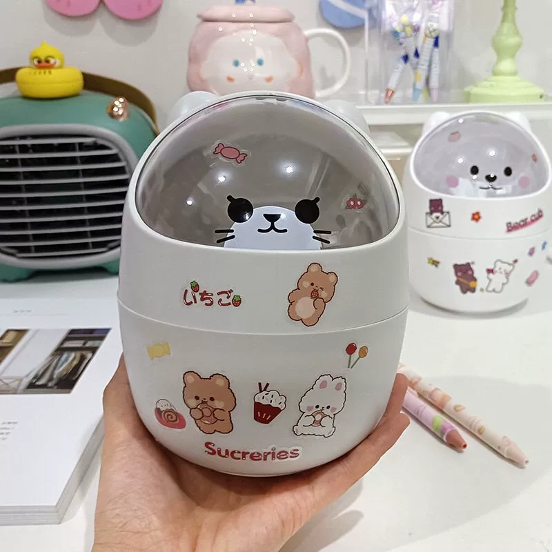  Small garbage can for bed, storage system, with little bears