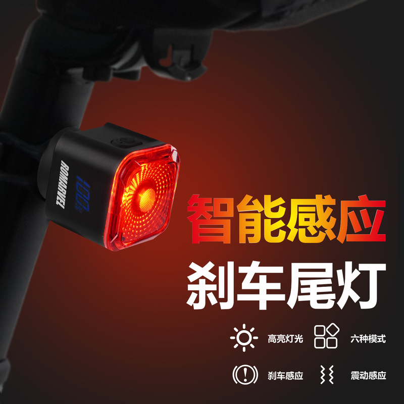 路迈威智能数显尾灯夜骑刹车感应山地自行车公路警示尾灯骑行装备|undefined