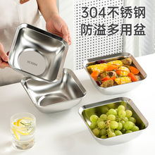304不锈钢防溢盆加厚大汤面盆家用带盖水果盆装汤碗和面洗菜盆