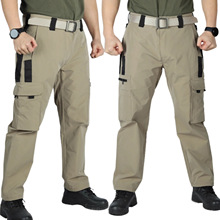 春秋跨境男士多功能撞色工装长裤防水耐磨户外训练直筒迷彩战术裤