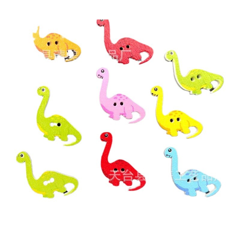 Botones de madera de brachiosaurus de dibujos animados bonitos botones de madera hechos a mano de dinosaurio para niños 50 piezas por paquete