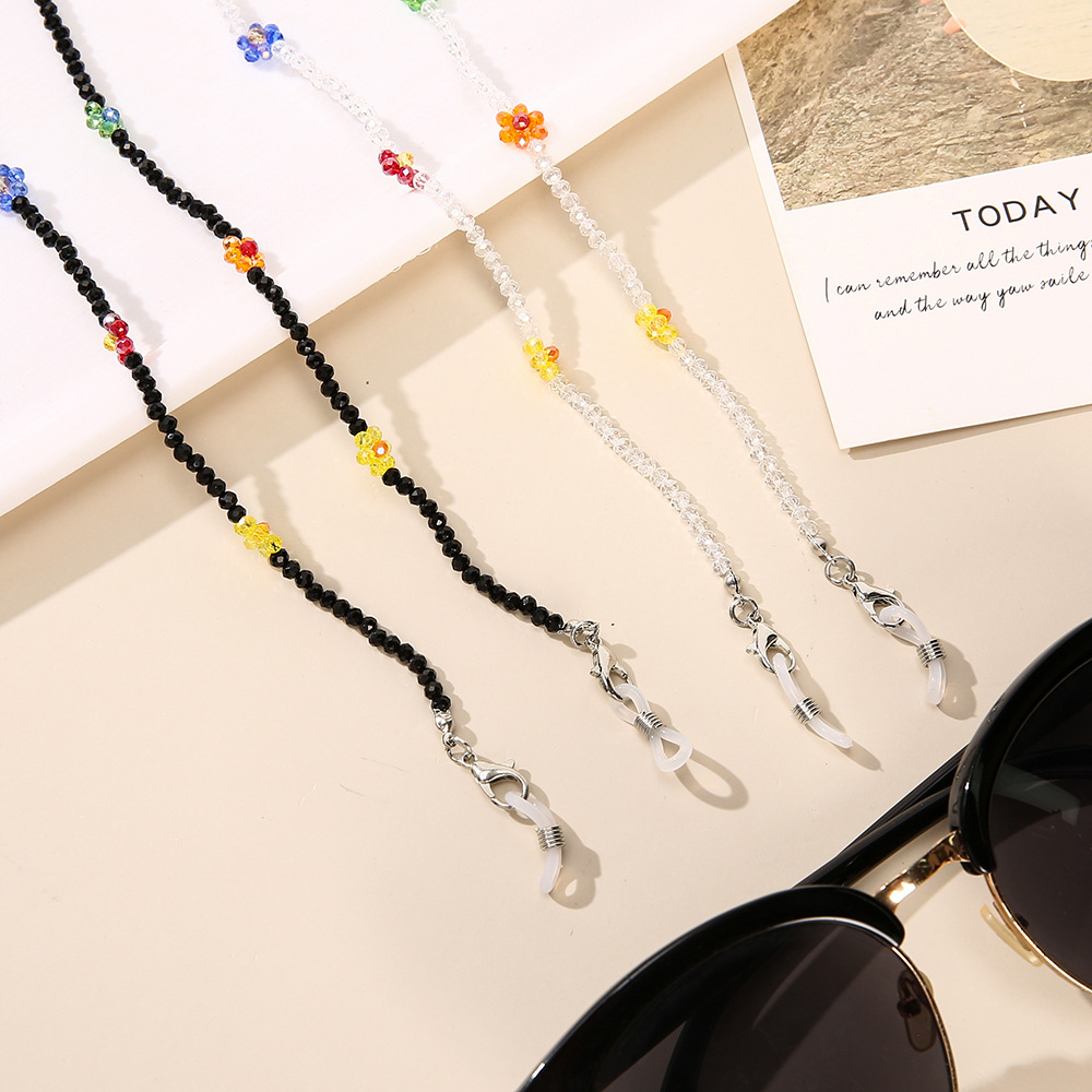 South Koreas new diy flower crystal glasses chain dualuse extension chain hanging neck crystal flower glasses mask chain antilostpicture1