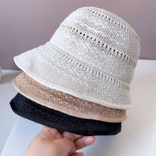 日系镂空渔夫帽子女夏季防晒针织帽防UV内衬盆帽前大后小遮阳帽潮