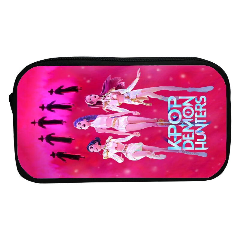 新品印花猎魔女团K-POP笔袋卡通文具袋Huntrix Kpop小学生收纳包|undefined