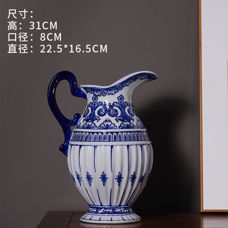 Jingdezhen vasijas de cerámica, vasijas de leche, vasijas de cerámica de color azul, vasijas de cerámica de estilo chino, gabinete de televisión, adornos, vasijas de cerámica