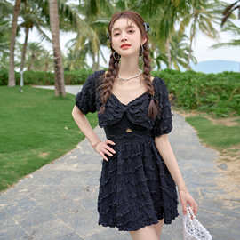 泳衣女2026新款连体裙式时尚高级遮肚显瘦网公主范温泉度假带胸垫