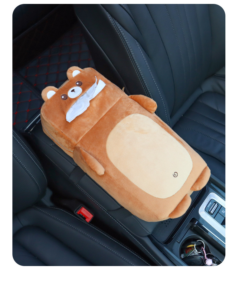 Creative car tissue box car armrest box cushion paper box car cute cartoon plush paper decoration