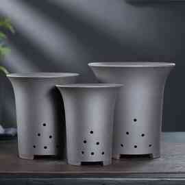 2025新款君子花盆陶瓷墨兰盆宜兴紫砂三件套兰花兰花盆大号蝴蝶兰