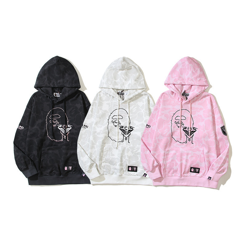 Cross-Border Trendy Brand Ap Inter Miami Messi Co-Branded Miami International Multi-Color Camouflage Hooded Sweatshirt