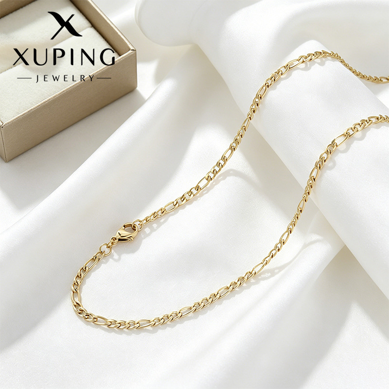 Xuping acero inoxidable 14k color Europa y América accesorios transfronterizos para mujeres simple clásico diario fácil de montar cadena de botón de langosta