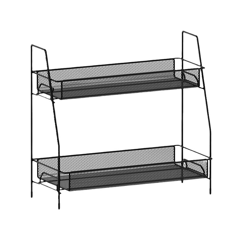 Estante de almacenamiento de hierro forjado estante de almacenamiento de doble capa desmontable estante de condimento de cocina estante de acabado de cosméticos de baño