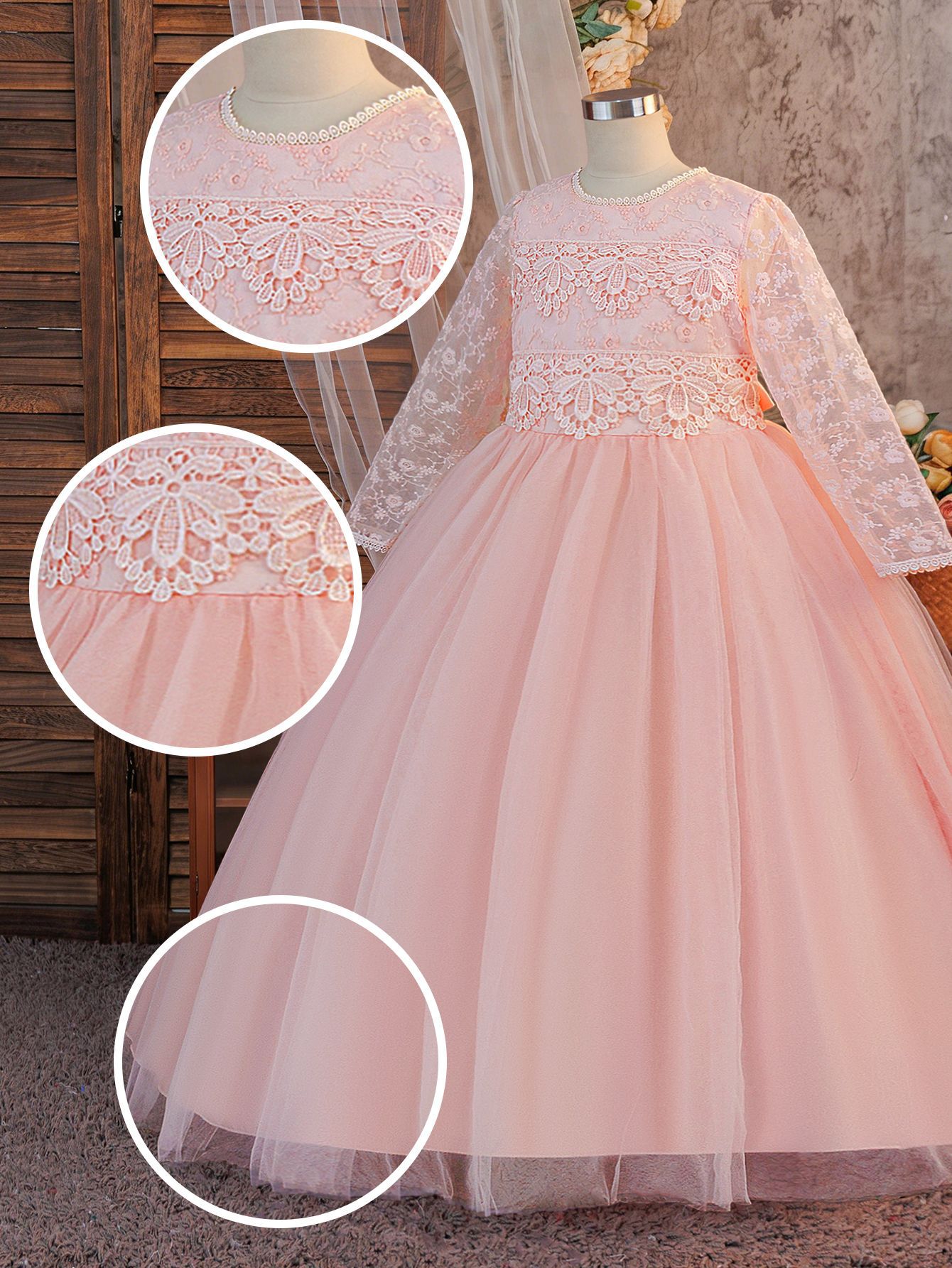 Vestido de noche de niños de alta gama simple de otoño dama niña florista vestido de princesa de cumpleaños anfitrión interpretación de piano