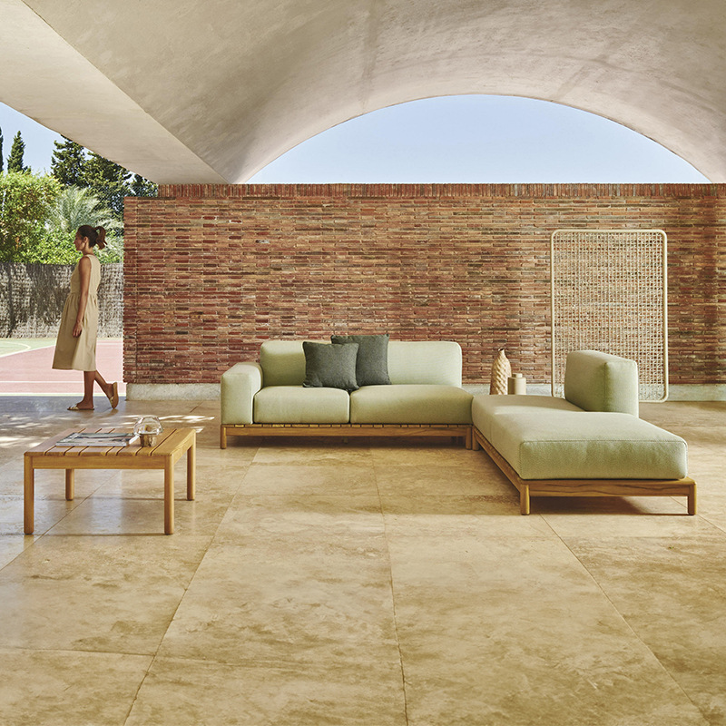 Sofá de teca para exteriores, muebles impermeables y resistentes al sol para patio y terraza, sofá de madera maciza para sala de estar de hotel o alojamiento tipo bed and breakfast image 3