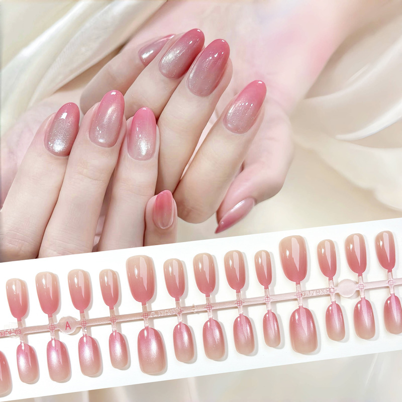 Pink Gradient Girl's Heart Cat's Eye Wearing Armor White Temperament ins Atmosphere Manicure Patch Korean Versatile Pink Gradient Girl's Heart Cat's Eye Wearing Armor White Temperament ins Atmosphere Manicure Patch Korean Versatile