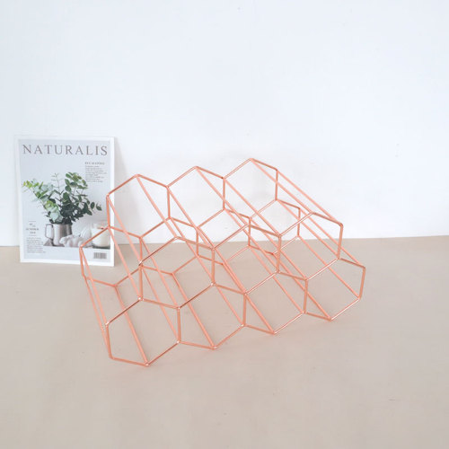 Nordic black iron seven-hole two-story wine rack iron creative honeycomb red wine rack living room bar wine cabinet storage rack