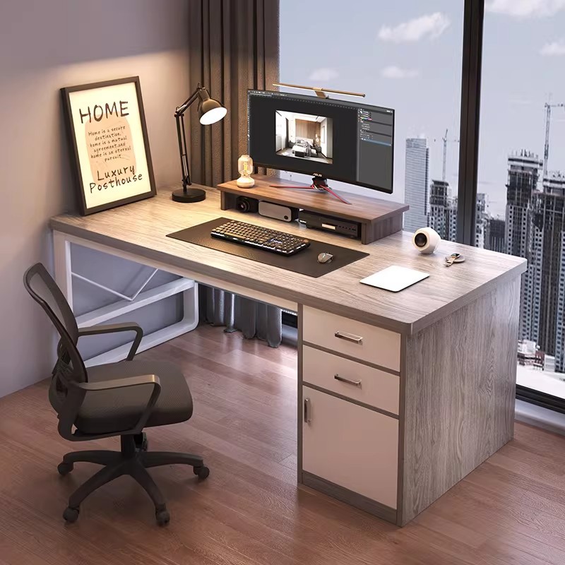 Mesa de estudio de acero, escritorio de escritorio para estudiantes, escritorio de computadora para el hogar, escritorio de trabajo, dormitorio simple con cajón, escritorio de oficina