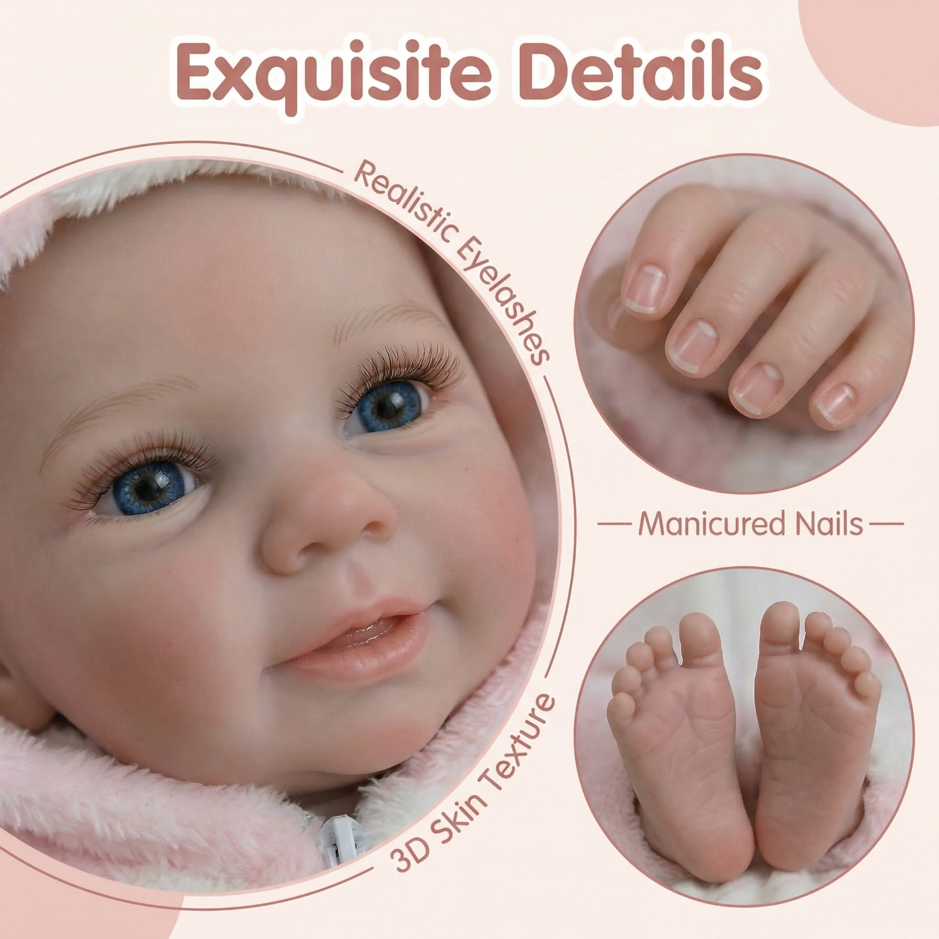 NPK 19 pulgadas polvo unicornio vivienne muñeca de simulación de mano 3D piel veina filamento de sangre visible