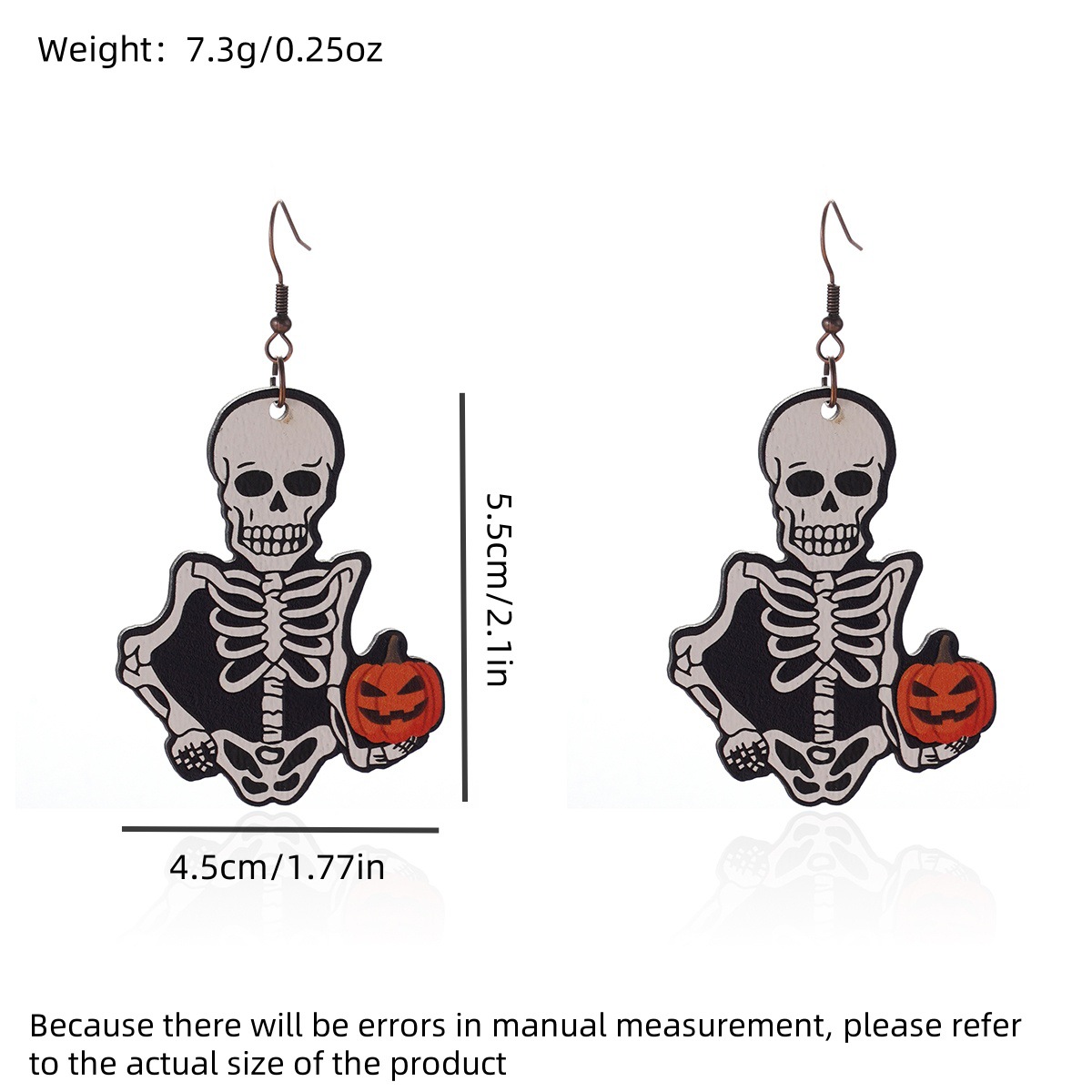 14g Weight Iron Ear Needle Material Drop Earrings Classification 1 Pair Quantity Party, Festival, Street Occasion Wood Material Halloween Festival ghost, Spider, Skull Pattern Women's Gender Hip-Hop, Funny Style 1 Pair Halloween Hip-Hop Funny Ghost Spider Skull Wood Drop Earrings 16