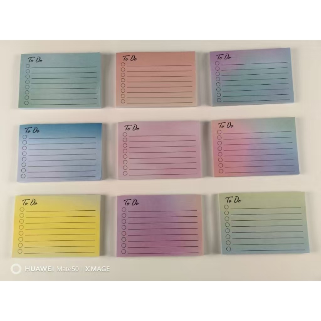 2023 nota adhesiva simple nota adhesiva personalizada para estudiantes Gradiente de color pegatinas convenientes INS en stock pegatinas de mensaje