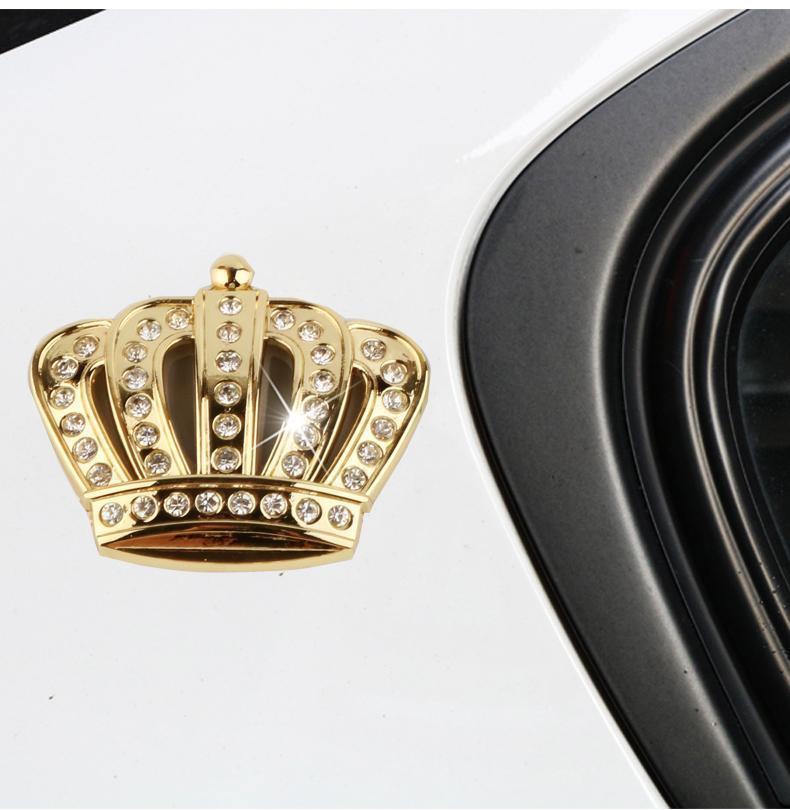 Car sticker modification with metal diamond crown emblem, 3D three-dimensional personalized car body decoration, side emblem and rear sticker