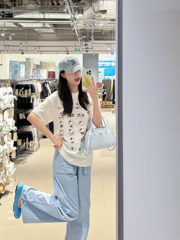 純綿半袖TシャツレディースKittyKTハローキティプリント半袖Tシャツ薄手トレンド夏韓国版|undefined