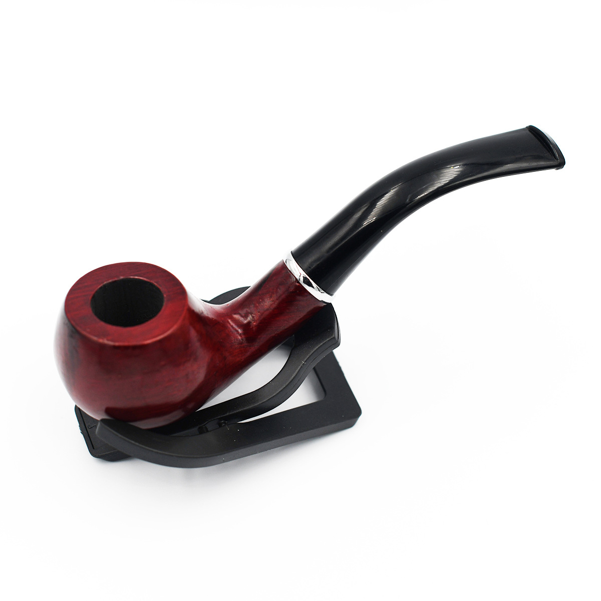 老式旱烟实木烟斗带滤芯木制烟斗木质烟斗送布套和烟斗架批发82g|ru