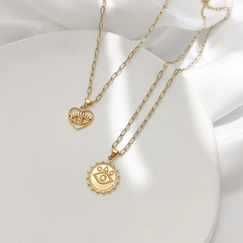 Fashion Round Devilu0027S Eye Heart Shape Stainless Steel Titanium Steel Plating Hollow Out Pendant