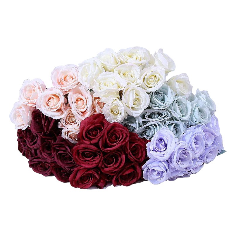 Multi-cabeza rosa artificial falso ramo flor pared de seda floral decoración de la boda manejar rojo naranja diez cabeza nueve cabeza
