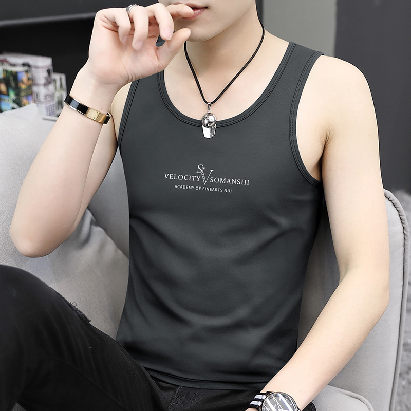 Modal Men's Crew Neck Vest, New Summer Style, Ice Silk Sleeveless Vest, Swing Sports Fitness Men's Trendy