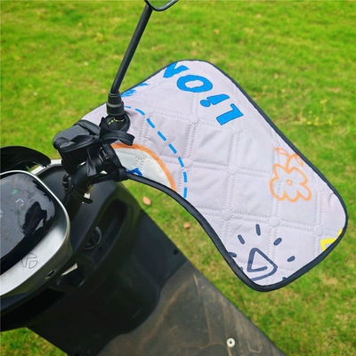 for electric scooters and motorcycles — Motorcycle Handle Cover - one-size-fits-all-cartoon-gray-small-opening-waterproof-fabricbreathable