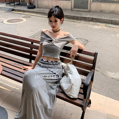 Qicheng 菌プリーツキャミソール女性の 2025 春ウエスト痩身ケーキロングスカートファッションスーツ女性のための