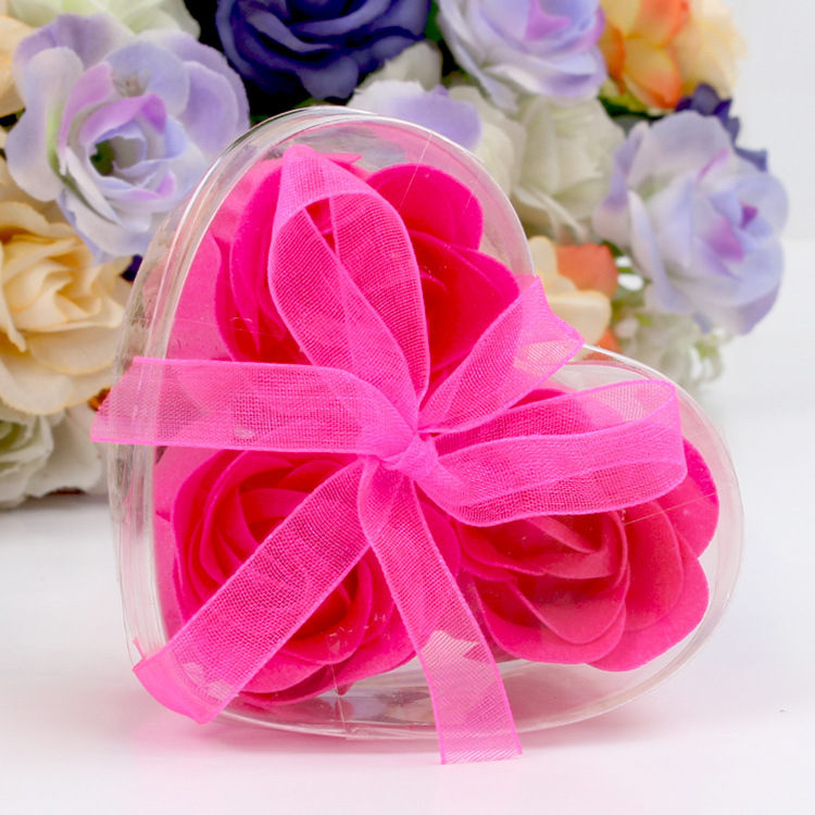 3 Heart-shaped Roses Soap Flower Gift Box Valentine's Day Creative Small Gift display picture 5