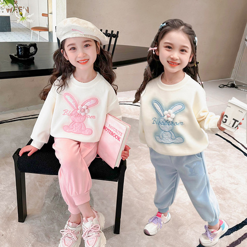 Girls' Flower Sporty Casual Set 2024 Spring New Fashion Kids Outfit Baby Girl Two-Piece Set Trendy
