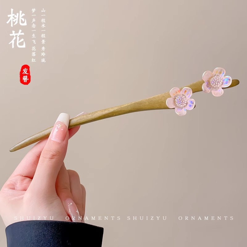 Estilo antiguo chino paso horquilla nuevo estilo chino updo horquilla de alto grado sándalo palillos elegante Hanfu borla tocado